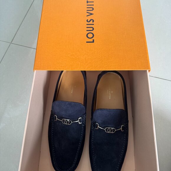 Louis Vuitton Men’s Navy Suede Driving Moccasins Loafers US 9 main image 6